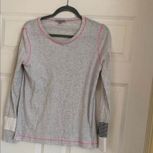 Lisa Todd Tops - Lisa Todd Heather Gray Top with Neon Pink Trim